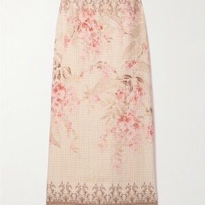 Illuminate Midi Skirt: Floral Skirt in Pink and Cream